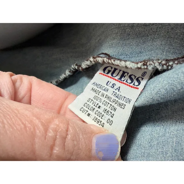 Vintage Guess Jeans USA Y2K Denim‎ Mini Dress Distressed Shacket 7 AS IS - Image 6