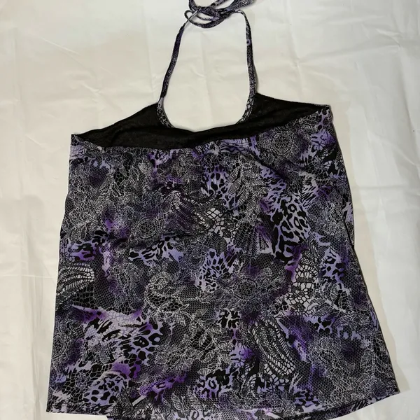 Iz Byer large Purple and Black Halter Top women's lined blouse - Image 2