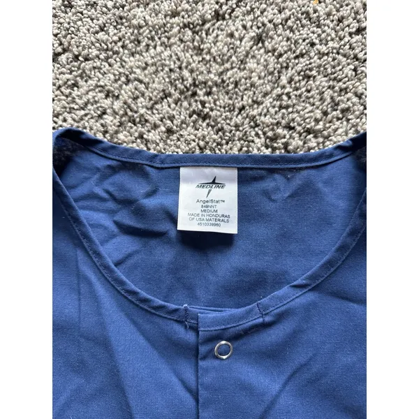 Medline Women's Navy Blue‎ Long Sleeve Snap Button down Scrub Top Size Medium - Image 3