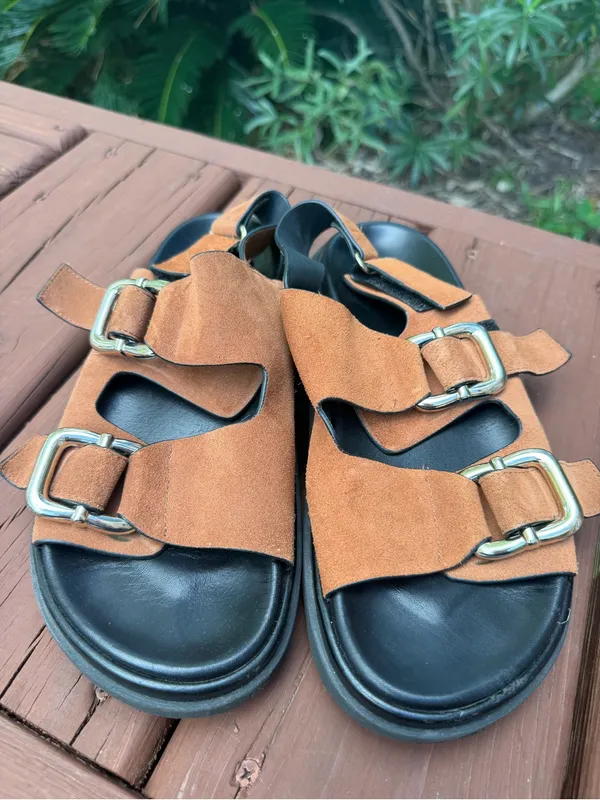 ALOHAS Harper Brown Suede Chunky Buckle Sandals US 8.5 $230 - Image 3
