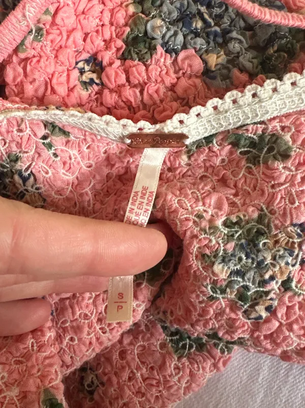 Free People Pink Seaside Rose Smocked Bodysuit - Image 3