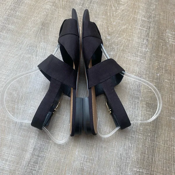 & Other Stories Black Twill Slingback Buckled Sandals Women’s 8 Wide Strap Flats - Image 11