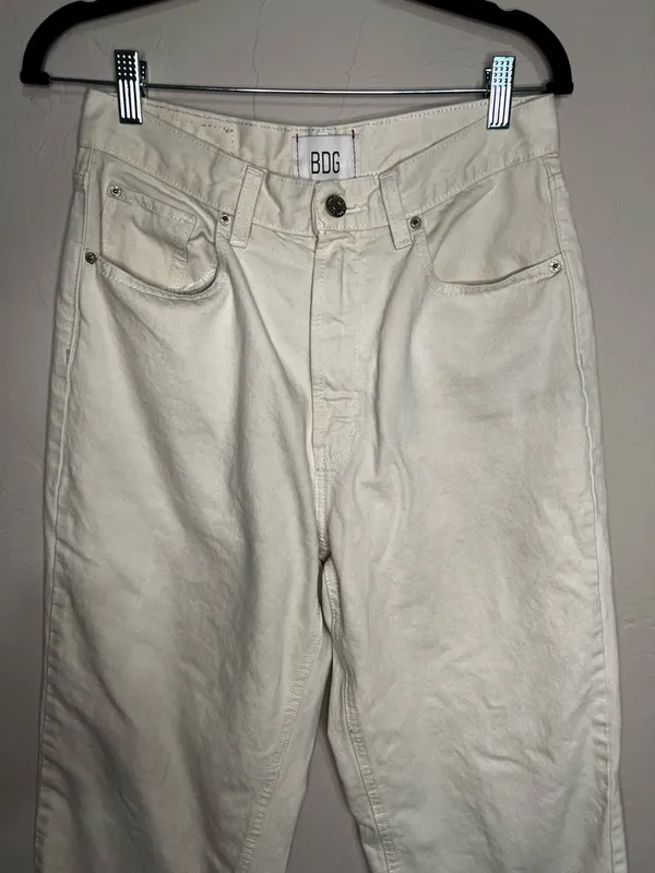 BDG High Rise‎ Baggy Cream Denim Jeans - Image 3