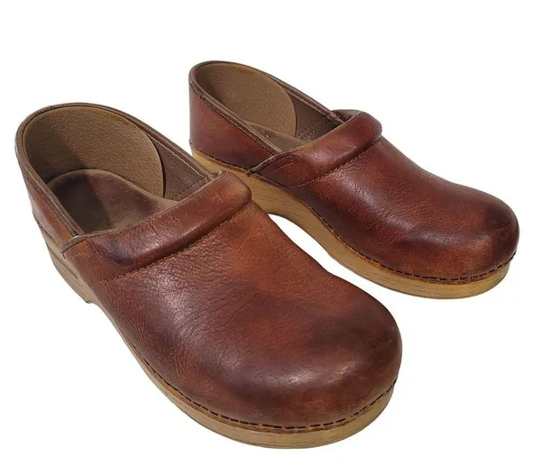 DANSKO Antique Brown Oiled Leather Clogs Size 40 US 9.5-10 - Image 4