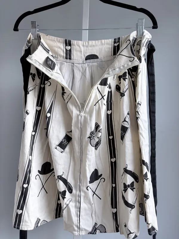 Rock Steady Cream Black Novelty Print Skirt Rockabilly Pinup XL - Image 5