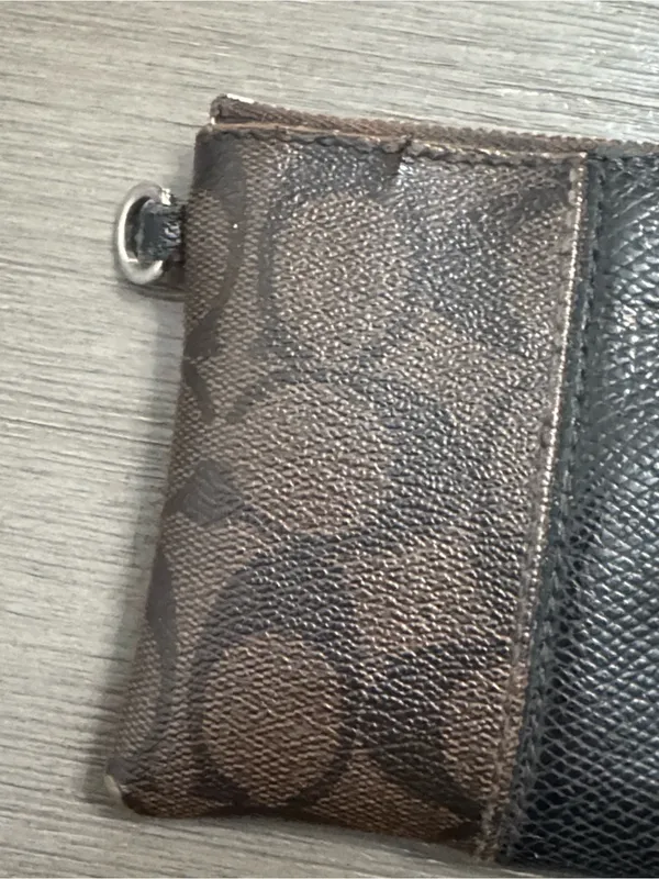 Coach Brown Signature Zip Pouch with Black Center Stripe - Image 3