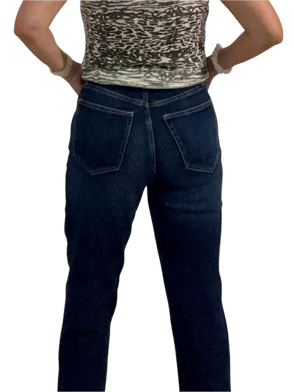 Abercrombie & Fitch Dark Indigo High-Rise Straight Jeans - Image 3