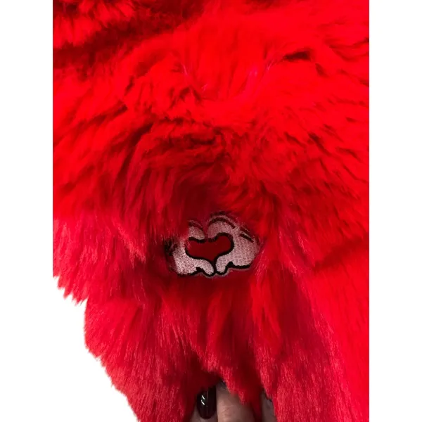 Disney Forever 21 Mickey Mouse Red Faux Fur Cropped Hooded Jacket Women’s M - Image 6