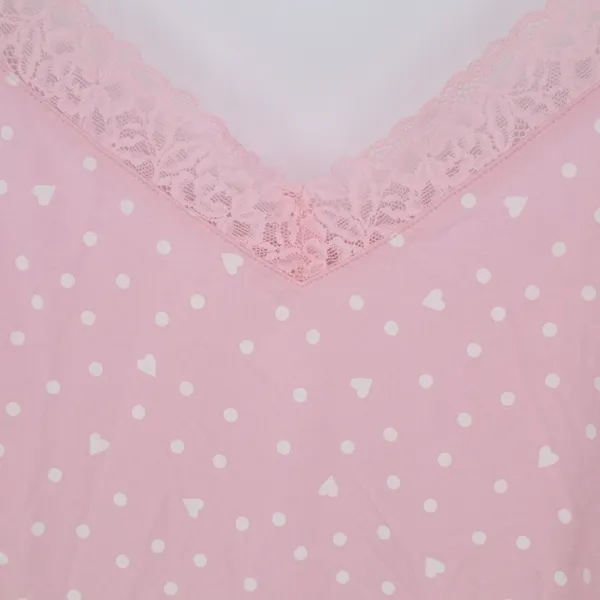 State Of Day Intimates Cami Top Womens L Pink Polka Dot Spaghetti Strap V-Neck - Image 4