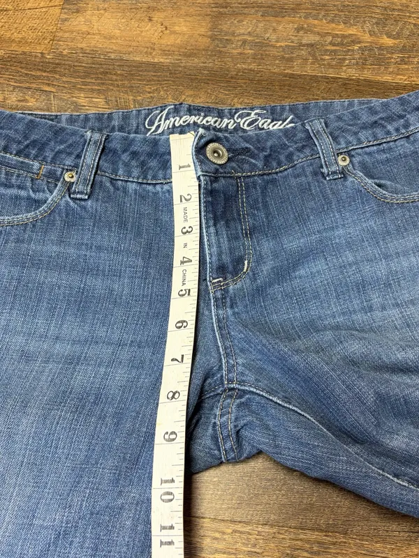 Vintage Y2K American Eagle Real Flare Low Rise Denim Jeans Womens 8 Bootcut Blue - Image 5