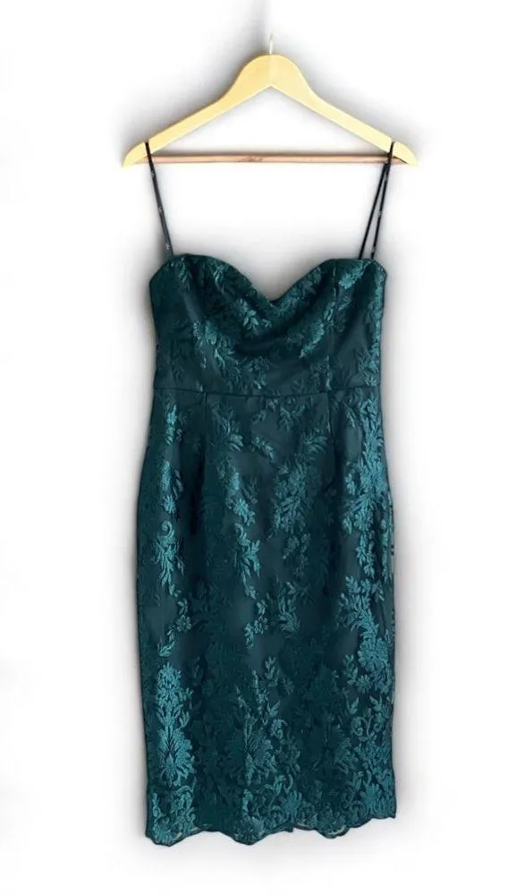 Lulus What a Knockout Forest Green Embroidered Strapless Dress - Image 4