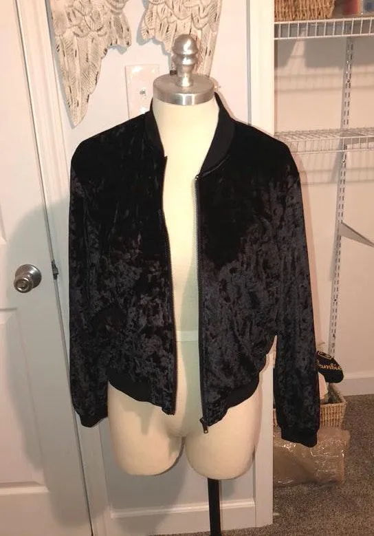 Velvet Bomber Jacket Black Size L - Image 3