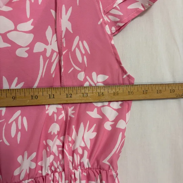 Sunday‎ Up Tiered Maxi Dress Sz M Pink Floral Boho Cottage Resortwear Vacation - Image 7
