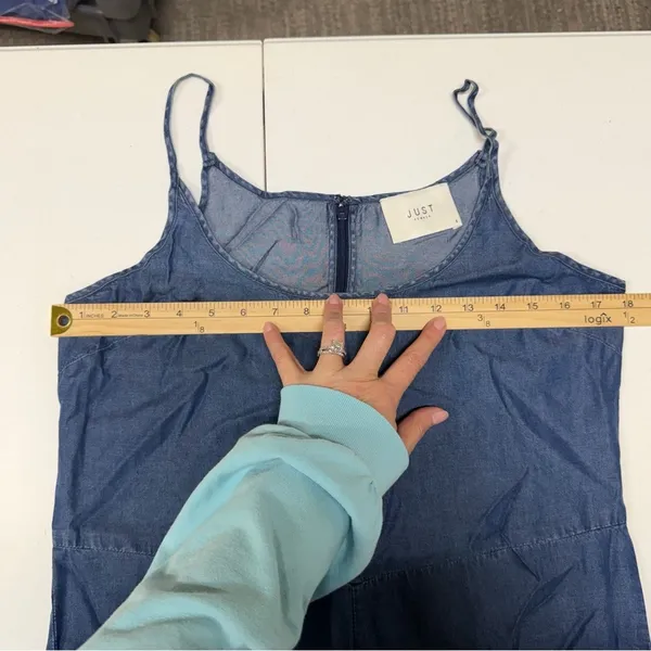 JUST Female Size S Lewis Jumpsuit Wide Leg Chambray Blue Denim Light Tencel - Image 14