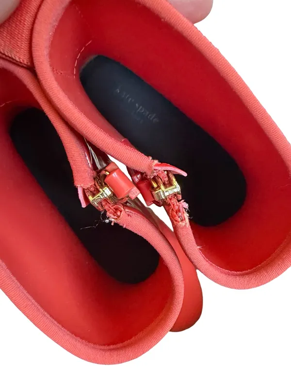 Kate Spade Bold Orange Rain Boots Casual Bright Orange Patent Rubber Size 9 - Image 11