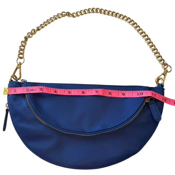 Chico's Royal‎ Blue Half Moon Bag Gold Chain Strap Trendy Shoulder Bag Purse - Image 4