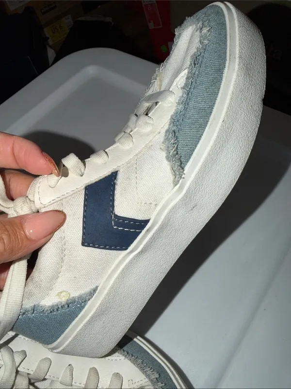 Dr. Scholl's Womens Madison Lace White/Blue Fabric Sneaker Shoes (7832509) used - Image 8