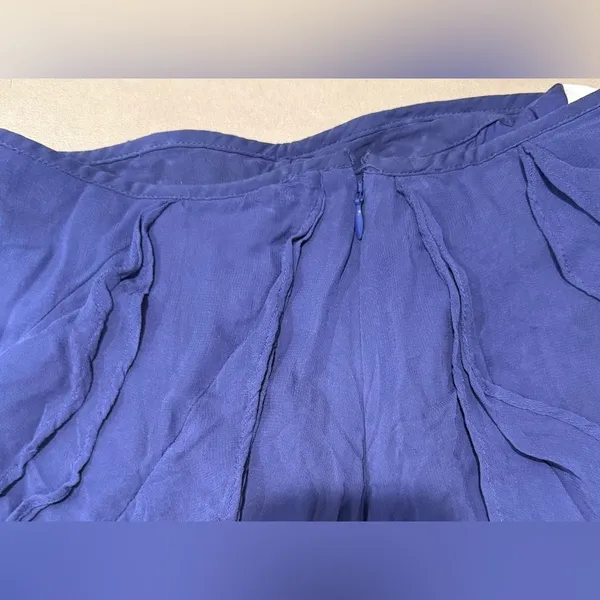 Anthropologie Purple/blue A-Line Ruffle Slit Midi Skirt Size 00 - Image 8