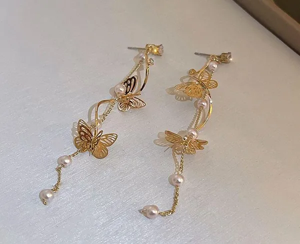 Elegant Butterfly Dangle Drop Earrings for Women - Image 2