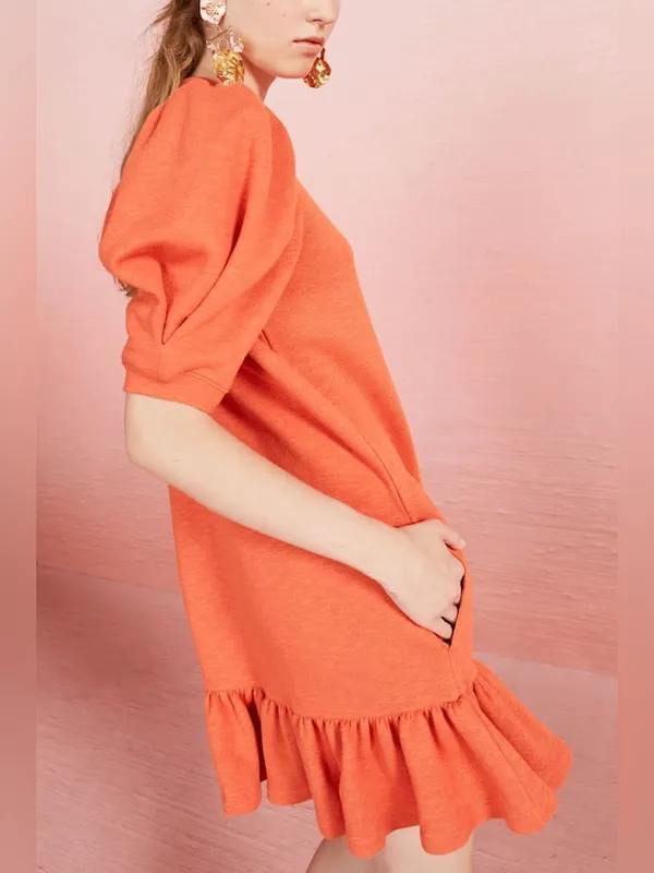Ulla Johnson Landry Orange (Chili ) Puff Sleeve Cotton Fall Mini Dress Small - Image 13