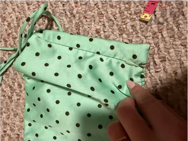 Zara Polka Dot Crop Top in Mint Green Adjustable Tie Strap- Size Small - Image 8