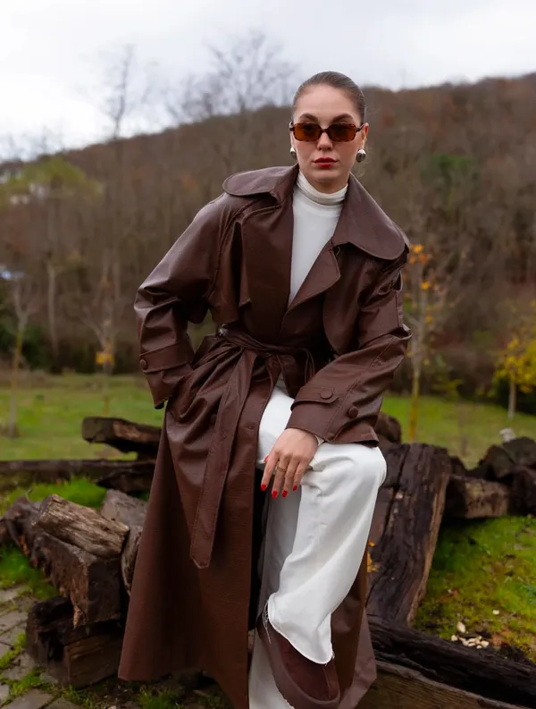 Women’s Brown Trench Coat - Image 2