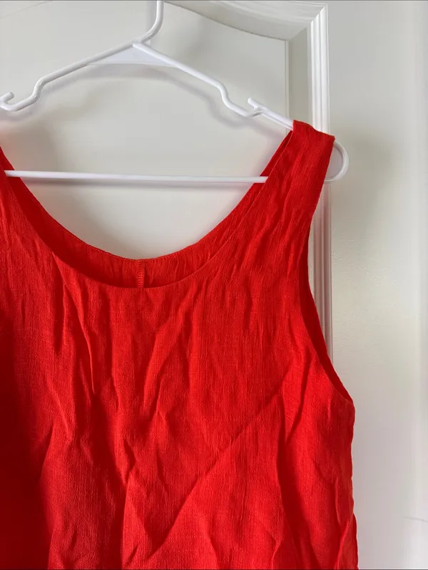 Women’s Bright Red Sleeveless Layered Tank / J34 - Image 2