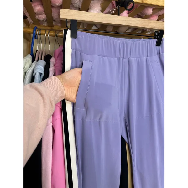 Norma Kamali x REVOLVE Side Stripe Joggers Pants Size XS‎ Violet Purple - Image 5