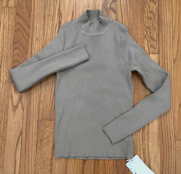 Commense Taupe Ribbed Mock Turtleneck Sweater - Image 2