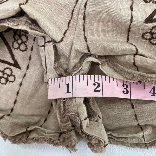 Free People XS Tan Brown Embroidered Boho Cotton Shorts Festival - Image 6
