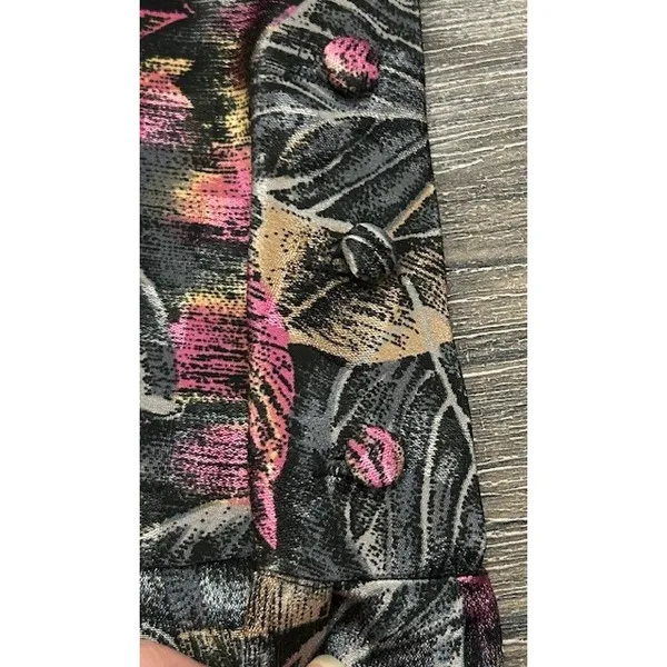 Vintage Alexis‎ Fashions Pink Black Drop Waist Pleated Midi Dress 80s Size Small - Image 13