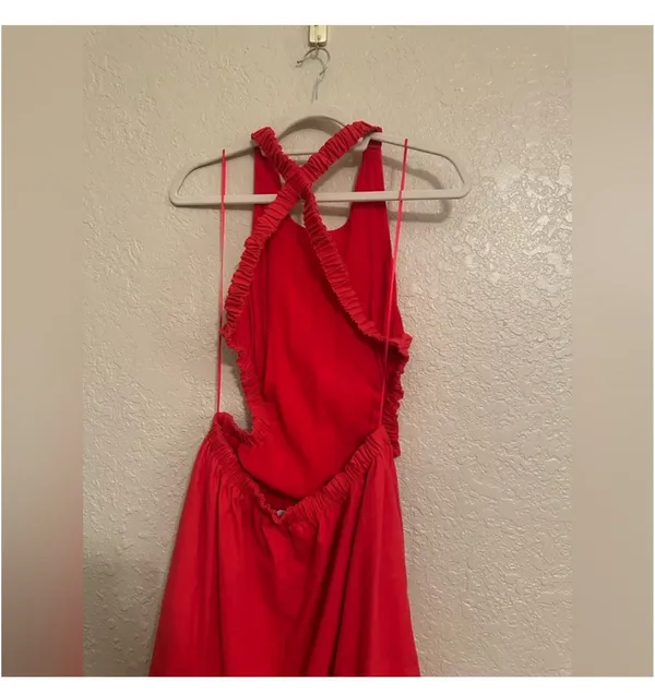 ASTR The Label dress size large red linen cotton blend - Image 5