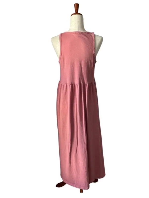 J.Crew Knit Cutaway Tank Maxi Dress in a faded dusty pink shade. - Image 4