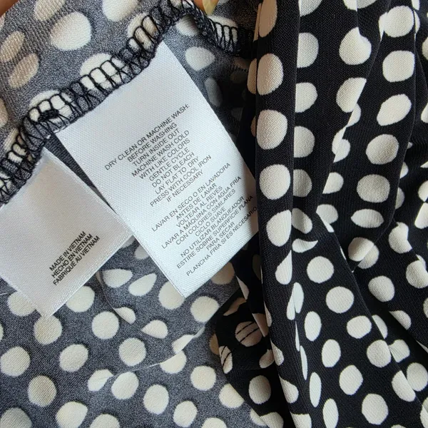 Anne Klein NWT Womens Polka Dot Split Neck Long Sleeve Blouse Black White Size M - Image 5