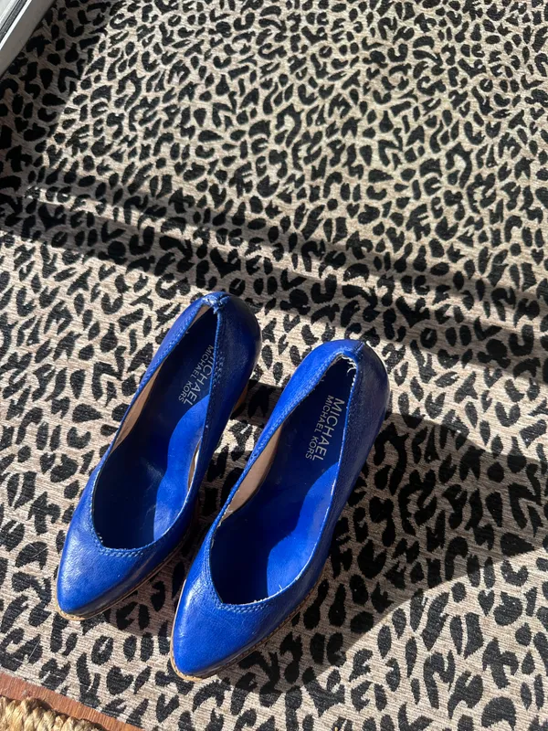 Royal blue Michael Kors platform leather heels  - Image 7