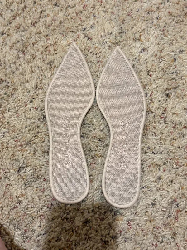 Rothy's The Point Ballet Flats Pointed Toe Knit Light Tan Beige - Image 11