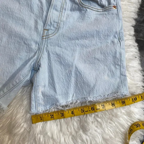 Levi'S Light Blue Wedgie Straight Shorts Distressed Frayed Hem High Waist Y2k - Image 8