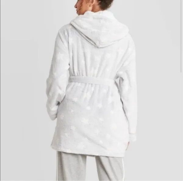 Women's Star Print Cozy Robe with belt Gray XS/S Target - Image 11