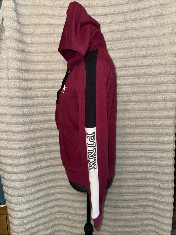 Victoria’s Secret PINK Burgundy Zip Hoodie S - Image 6