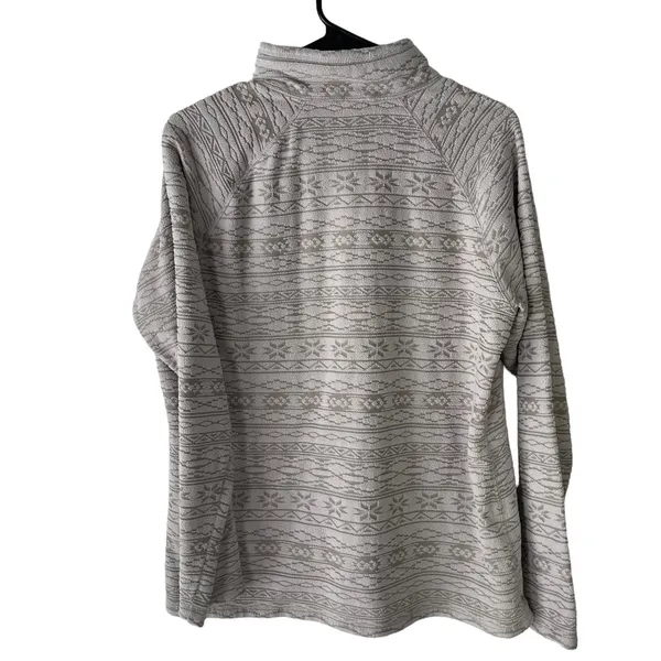 Eddie Bauer Size Large Fair Isle Fleece Grey Half Zip Pull‎ Over Sweater - Image 3