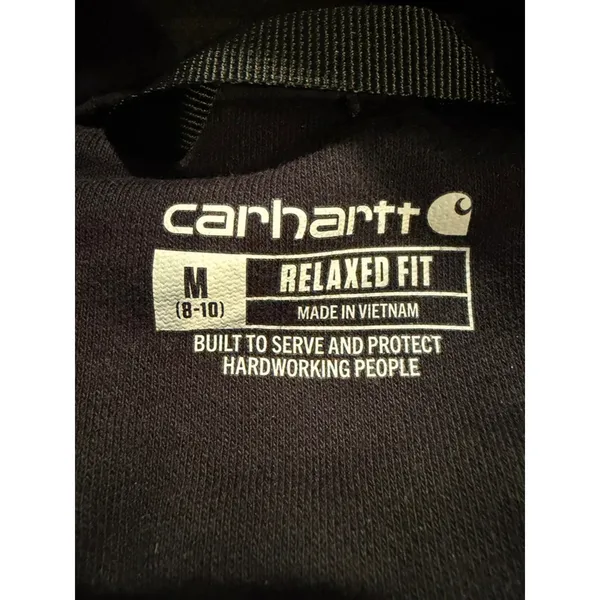 Carhartt Womens Relaxed Fit Hoodie Black‎ Logo Sleeve Sweatshirt TS0288 Medium M - Image 7