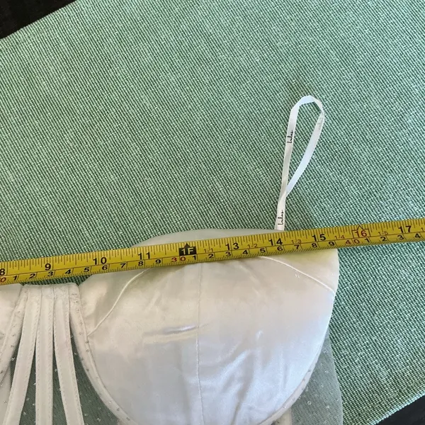 Lulus Strapless White Tulle Mini Dress Silver Glitter Size S D25 - Image 6