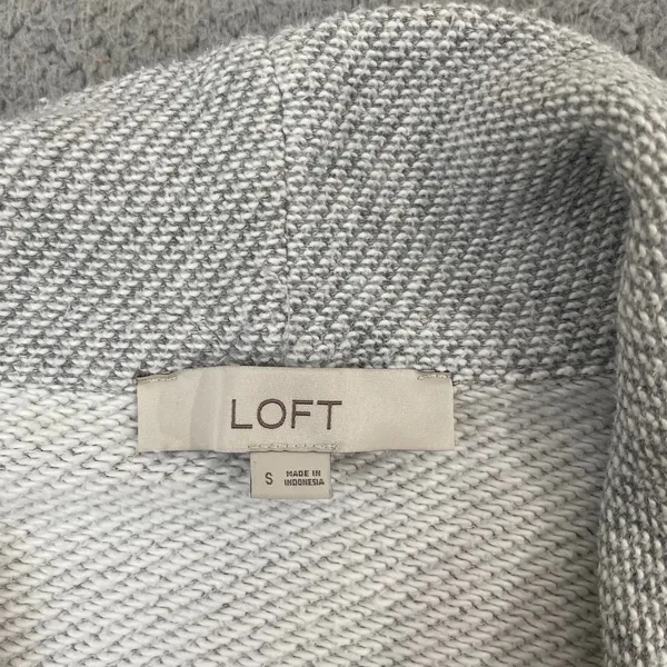 Loft Cardigan Sweater Women S Gray Ribbed Knit Open Front - Image 3