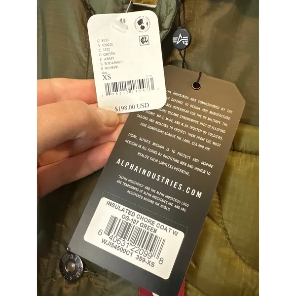 Free People x Alpha Industries Insulated Chore Coat Green Size XS‎ NWT - Image 6