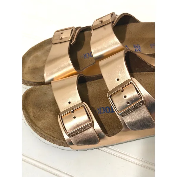 Birkenstock Arizona Soft Footbed Copper Rose Gold Metallic Sandals Narrow 39 - Image 5