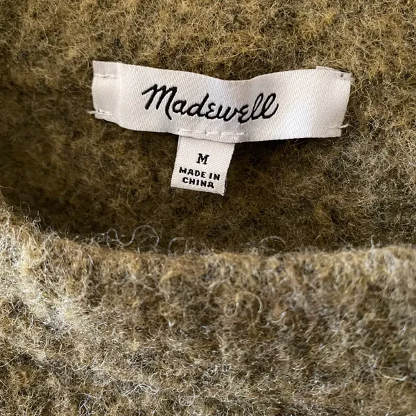 Madewell Belfiore Fuzzy Ribbed Pullover Wool Blend Sweater in Green - Image 5