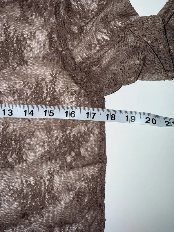 Maurices Embroidered Floral Sheer Mock Neck Top Light Brown NWT - Image 8