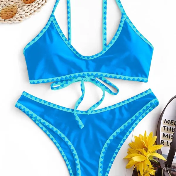 NWT ZAFUL Tie Back‎ High Cut Bralette Bikini Set - Image 2