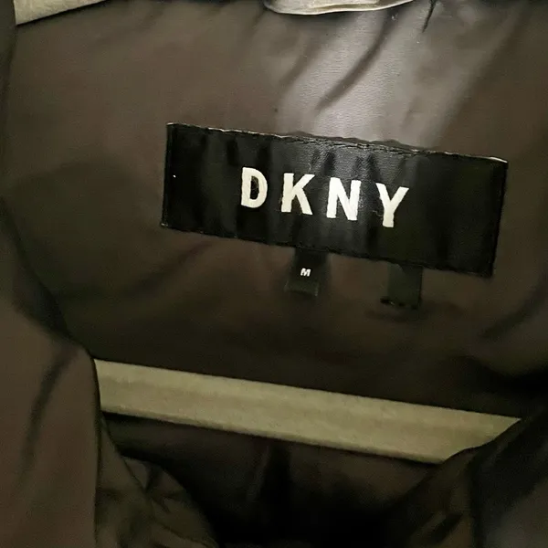 DKNY Charcoal Down Hooded Puffer Coat - Image 3