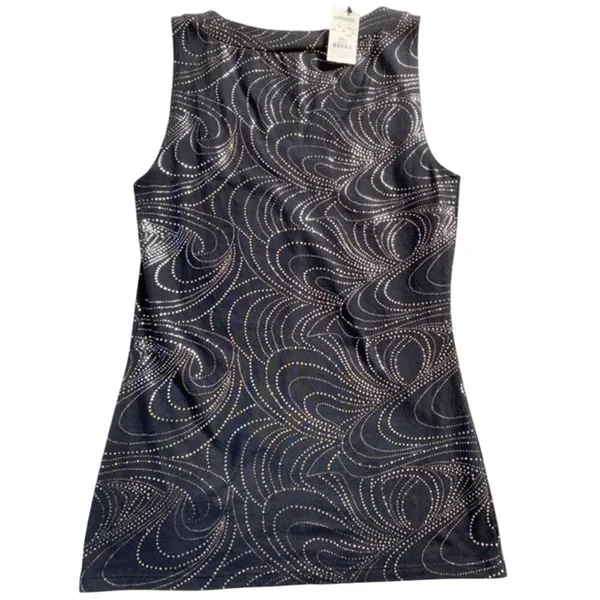 Express Glam Black & Silver Shimmer Sparkly Tunic Tank Stretch‎ Blouse -S NWT - Image 9